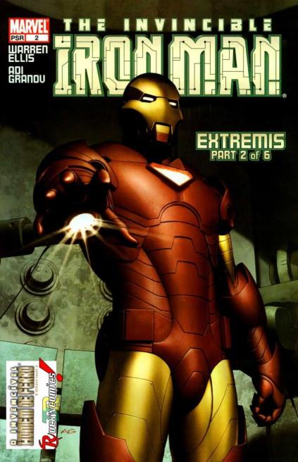 Uma das capas do arco Extremis: mudança radical para o Homem de Ferro.