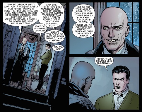 Wayne e Luthor conversa nos quadrinhos mais recentes da DC: relações complicadas.